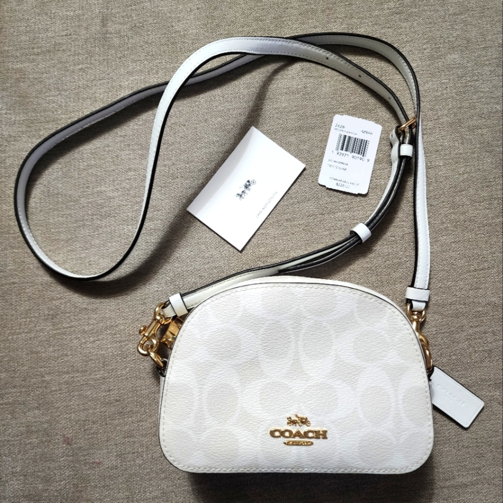 Coach white leather crossbody